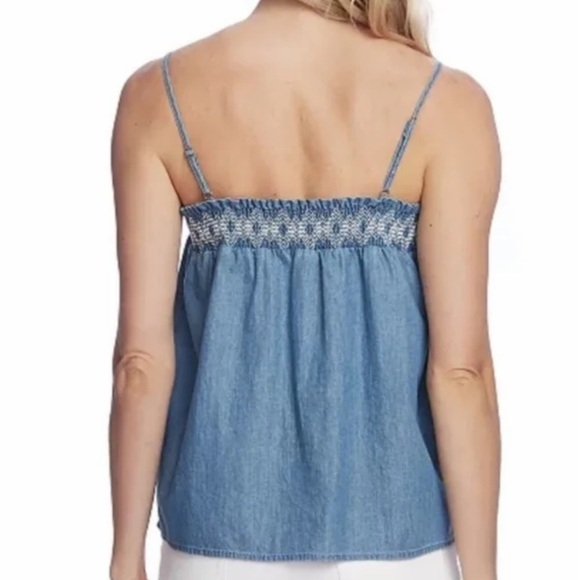 Vince Camuto Summer Bloom Chambray Embroidered Tank Top Size XL - Picture 11 of 11
